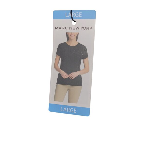 Marc New York Black Eyelet Short-Sleeve Top Womens Large Lightweight Stylish‎ - Picture 4 of 6